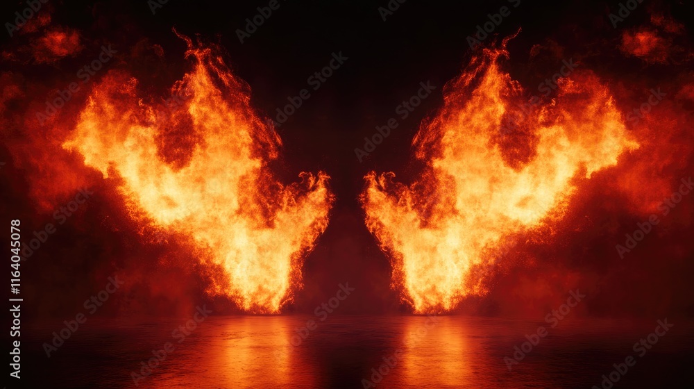Poster dramatic abstract flames and smoke on dark background creating a striking visual performance concept
