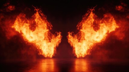Dramatic Abstract Flames and Smoke on Dark Background Creating a Striking Visual Performance Concept