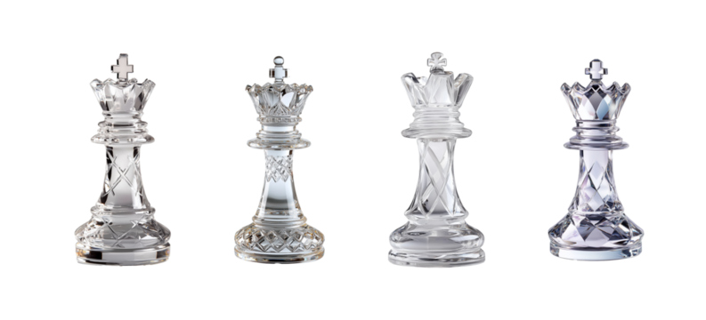 Elegant Crystal Chess King Piece Sculpture Set 