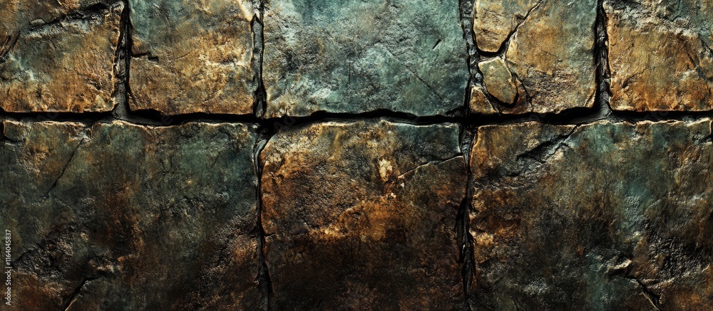Poster weathered stone wall with rich textures and historical charm ideal for architectural backgrounds and