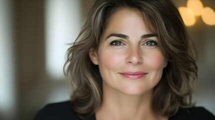 Naklejka premium Portrait of a confident, smiling middle-aged woman.