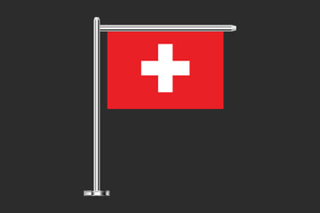 Obraz premium Switzerland flag, The flag of Switzerland, Flag of Switzerland national country symbol illustration Vector, Rectangle Switzerland flag illustration, Flat vector illustration 