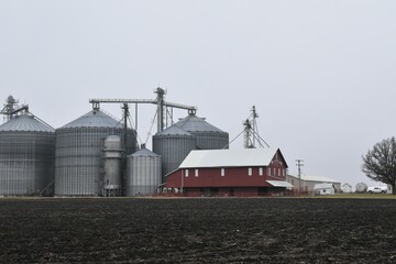 Red Barn and Grain Silos