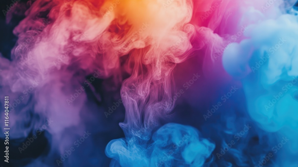 Poster colorful abstract smoke swirls on a dark background creating vibrant visual effects for artistic and