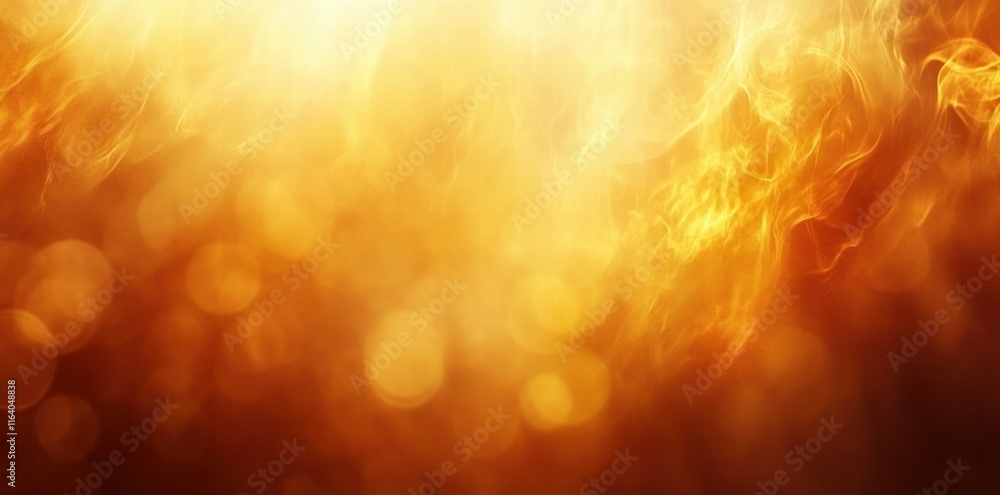 Poster A warm, glowing abstract background with light bokeh effects and flame-like textures.
