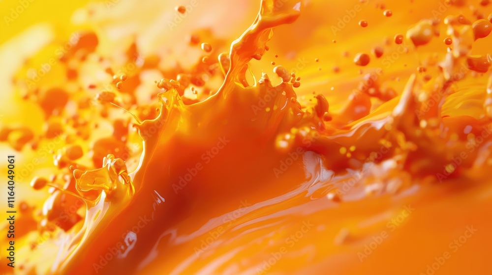 Poster vibrant orange and yellow paint splashes creating a dynamic abstract background full of energy and c