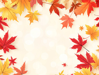 Fototapeta premium Digital illustration of autumn leaves seasonal beauty in warm color aesthetics