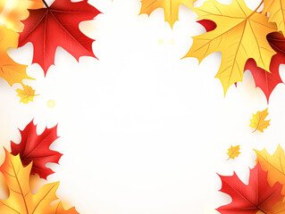 Fototapeta premium Autumn leaves falling nature scene graphic design vibrant colors top view seasonal change