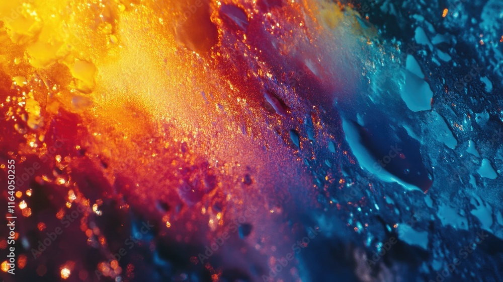Poster vibrant abstract texture featuring shimmering rainbow reflections in a colorful composition
