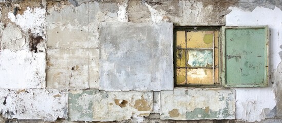 Abandoned industrial wall with vintage windows showcasing the beauty of decay and forgotten architectural history in a urban setting