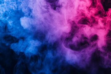 Obraz premium Abstract blue and pink smoke swirls on black background.