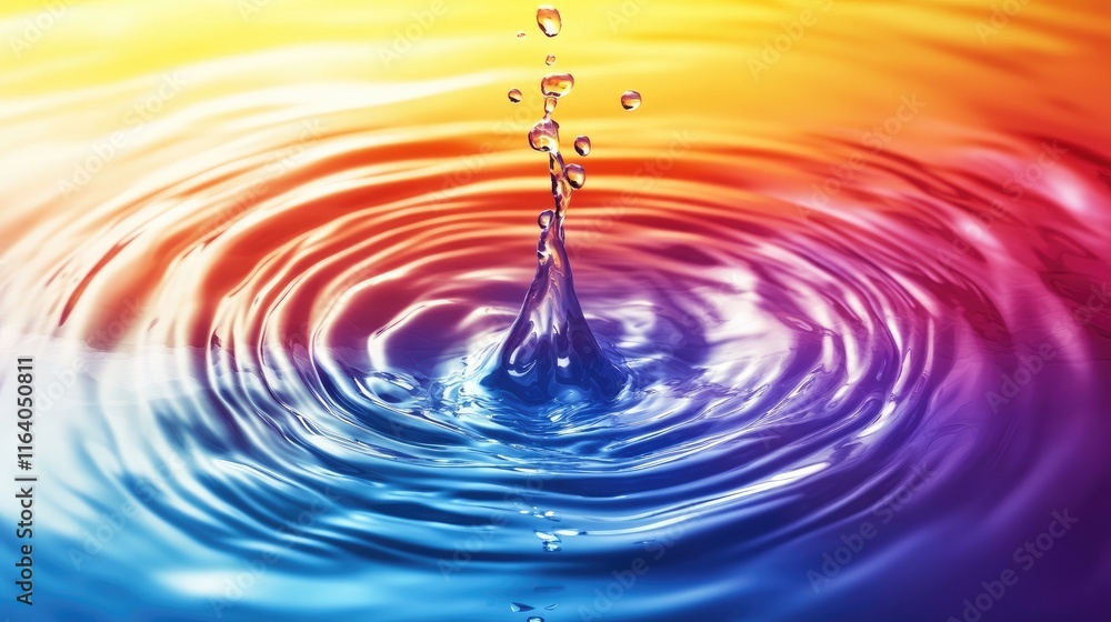 Poster vibrant abstract water ripple background with dynamic colorful swirls and droplet effects in vivid g