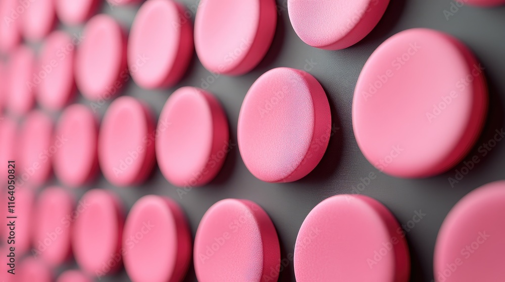 Poster elegant pink circular bokeh on grey background creating a defocused effect ideal for bakery shop wal