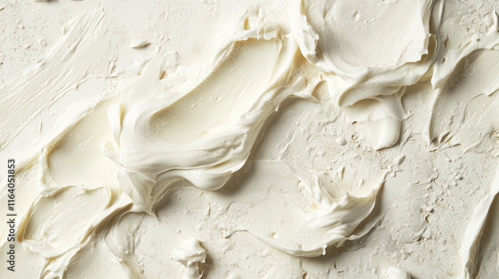Poster abstract close-up of creamy white soap texture on a light background showcasing smooth, layered patt