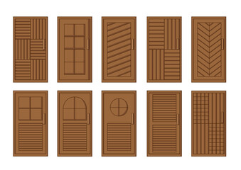 wooden door design on white background illustration vector