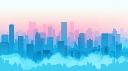 Obraz premium Modern City Skyline With Heavy Smog Effects