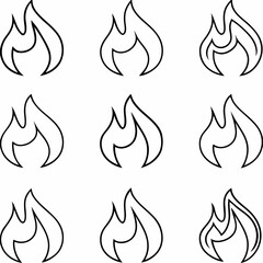 Clean Fire Symbol Vector Icons Collection.