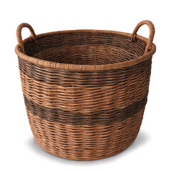 Obraz premium Woven wicker storage basket in natural tones for home organization and decor purposes