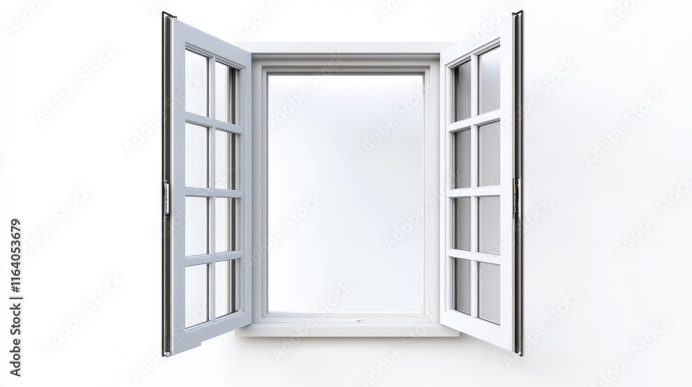 Poster aluminum window open detail showcasing sound insulation features and energy efficient design for enh