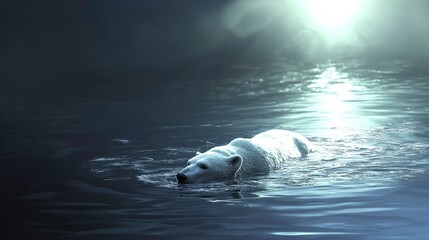 Polar Bear Swimming in Melting Arctic Waters