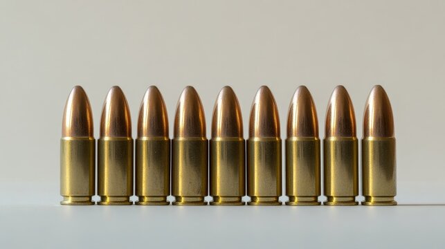357 Magnum bullets in a row showcasing contemporary ammunition for self defense and firearm safety concepts - Powered by Adobe