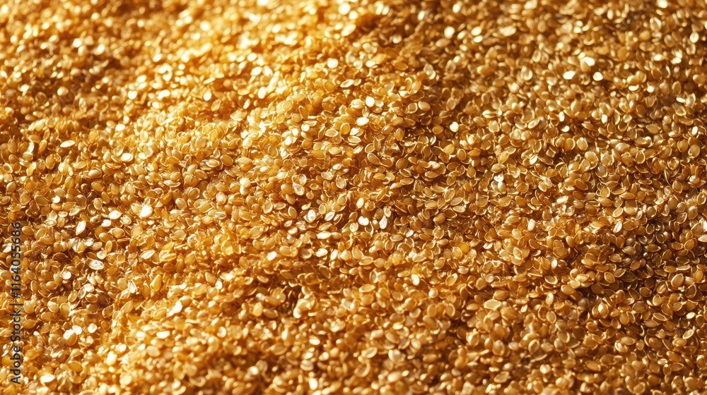 Poster peeled flaxseed seeds spread out on a solid textured background showcasing their golden color and di