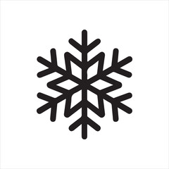 A vector illustration of a snowflake icon set in silhouette style, with a white background. The icons include a snowflake, a snowman, a skier, a ski lift, and a hot chocolate mug. The snowflake and sn