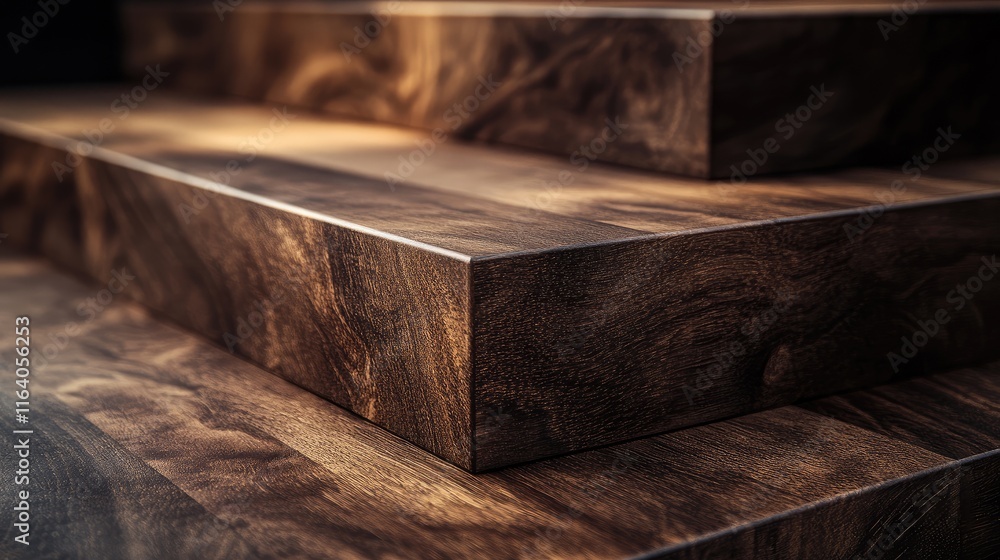 Poster luxurious dark walnut wooden platform for product display elegant backdrop for presentations close u
