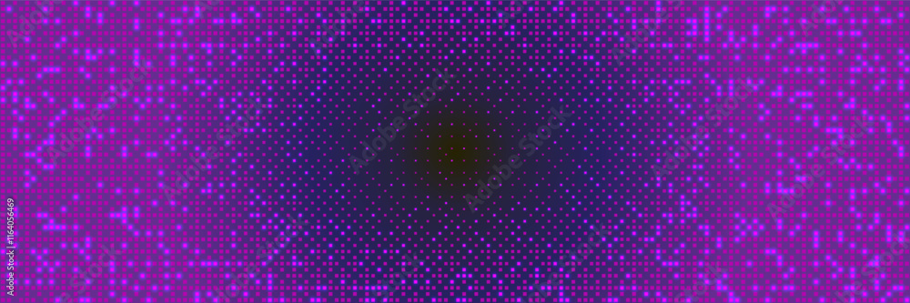 Aufkleber oval halftone gradient bg with pixel pattern on neon purple background. vector retro illustration wi