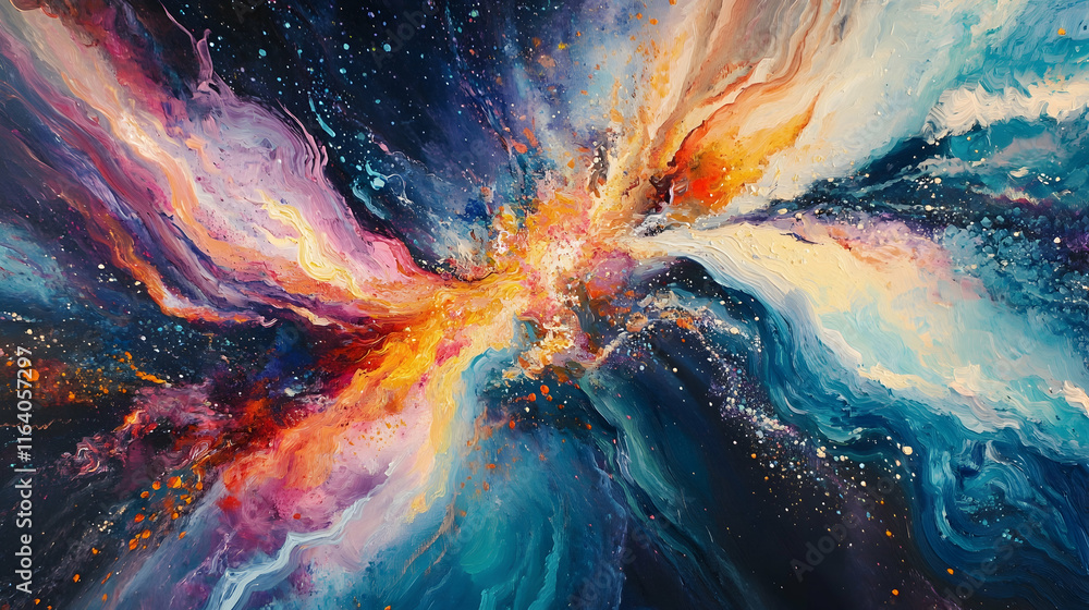 Poster light-speed hyperspace travel through time and space with vibrant abstract energy patterns -