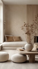  Ash wood panel in light beige hues features clean, uniform grain patterns and a matte finish. Perfect for minimalist and Scandinavian-style interior designs.