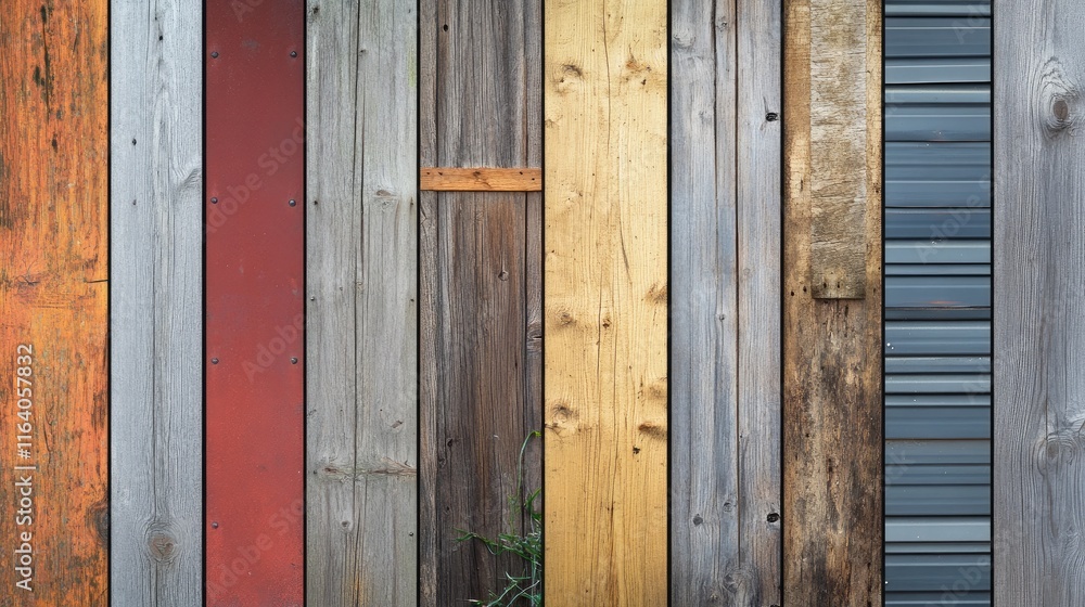 Poster multicolored wooden plank texture collage with rustic elements suitable for backgrounds and design p