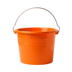 Glossy Orange Bucket with Metal Handle in Textured Design