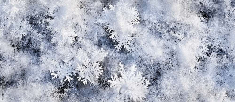 Poster snowy landscape texture with intricate snowflakes and soft white layers creating a serene winter atm