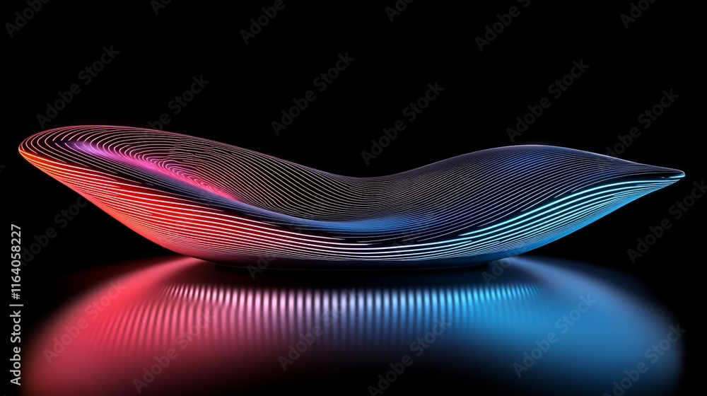 Aufkleber abstract background in a 3d rendering composed of dazzling, wavy neon lines in various colors radiat