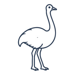 Ostrich icon vector line art illustration