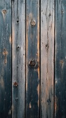 Fototapeta premium Weathered wooden planks with dark tones and visible knots, featuring a rustic, aged texture perfect for backgrounds, vintage projects, or natural designs.