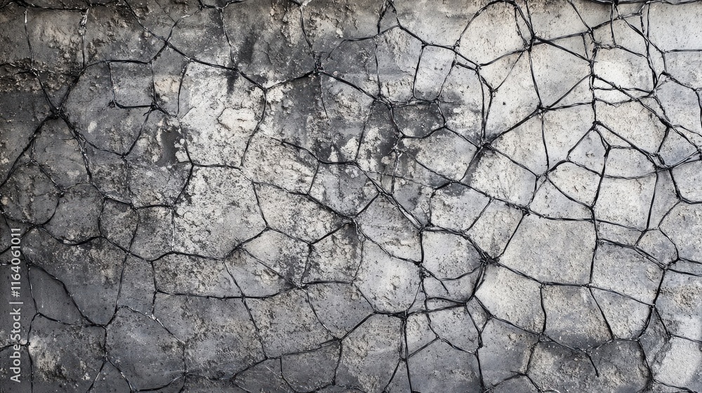 Poster cracked concrete surface texture showing wear and aging with intricate patterns and lines