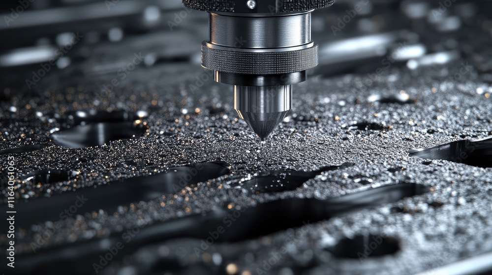 Poster high precision steel texture map for industrial simulation with focusing tool on a surface for accur