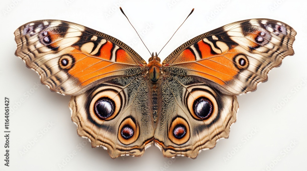 Poster detailed close-up of a vibrant butterfly showcasing intricate patterns and vivid colors on its wings