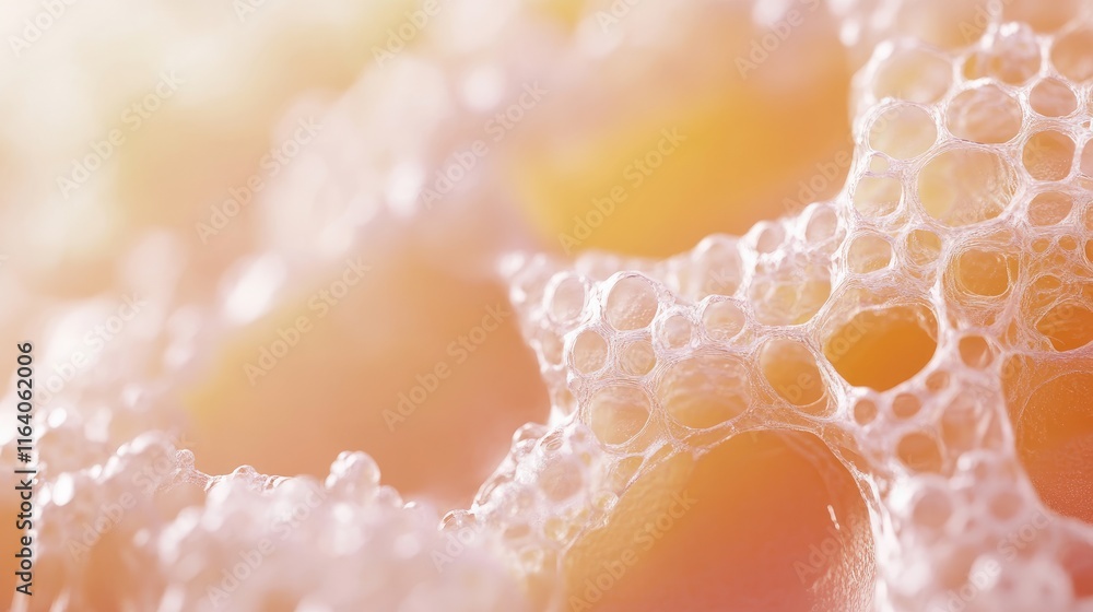 Poster macro view of sugar hexagon structured molecules in biological tissues showcasing intricate foam tex