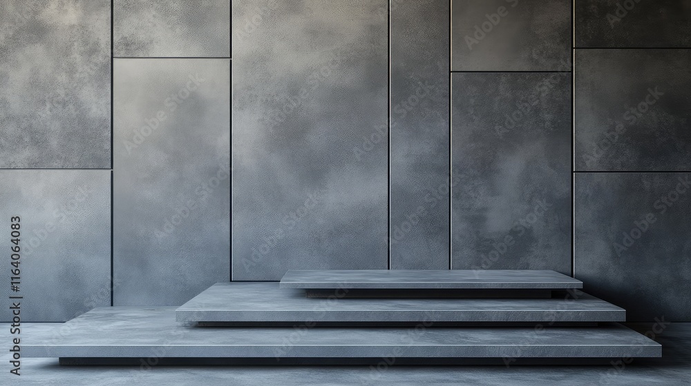 Poster gray concrete panel display with textured wall background showcasing modern architectural design ele
