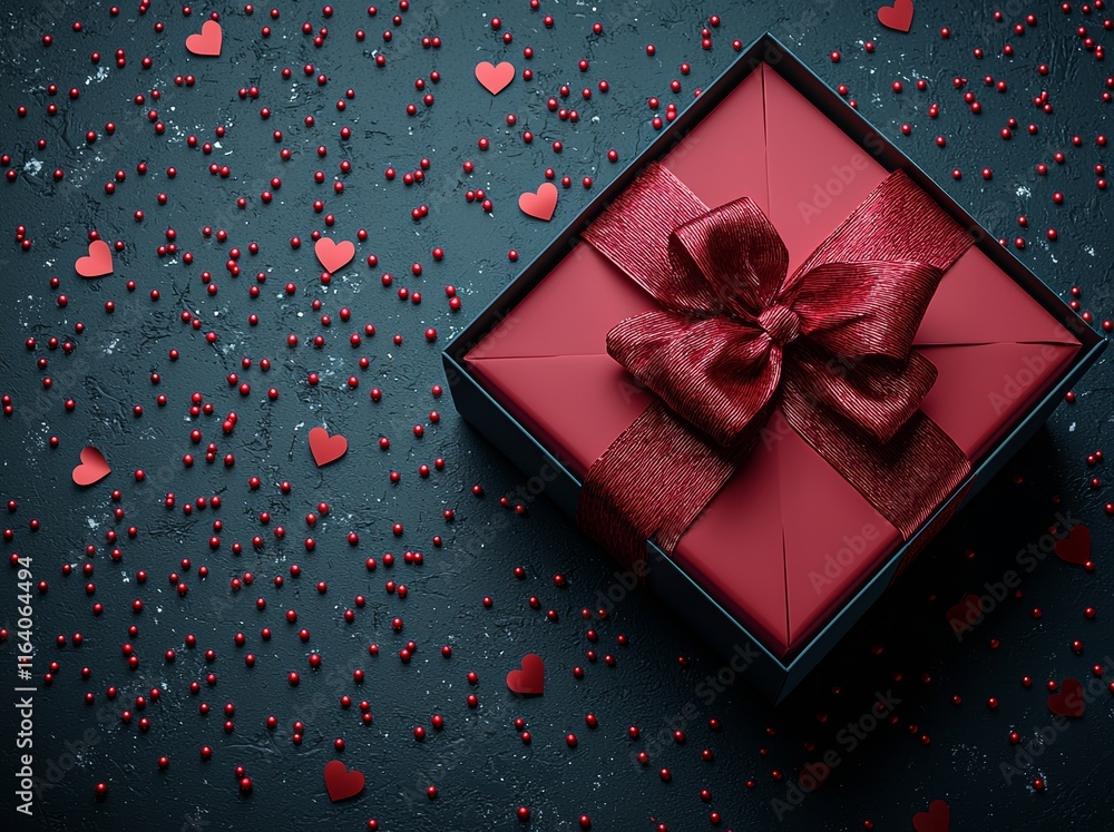 Poster a conceptual 3d rendering of an open white gift box or a top view of a white present box with a red 