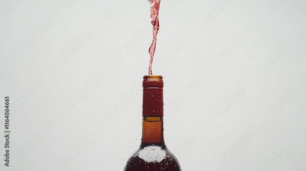 Aufkleber white wine cascading from a bottle creating a dynamic flow on a clean white background ideal for bev
