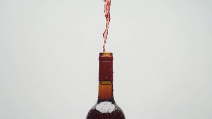 White wine cascading from a bottle creating a dynamic flow on a clean white background ideal for beverage advertising and culinary themes