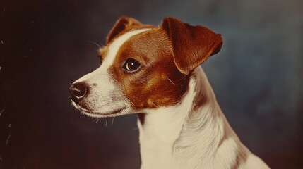 Vintage Portrait of a Jack Russell Terrier from the 1960s with Rich Colors and Detailed Expression