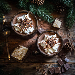 Gingerbread Hot Chocolate with Whipped Cream and Festive Toppings