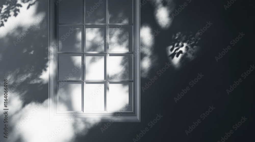 Aufkleber natural window shadow patterns on textured wall, ideal for product presentation and backdrop mockups