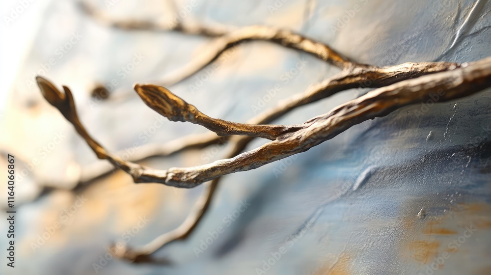 Poster winter twig closeup natural elements in artistic background capture of textured branches and soft co