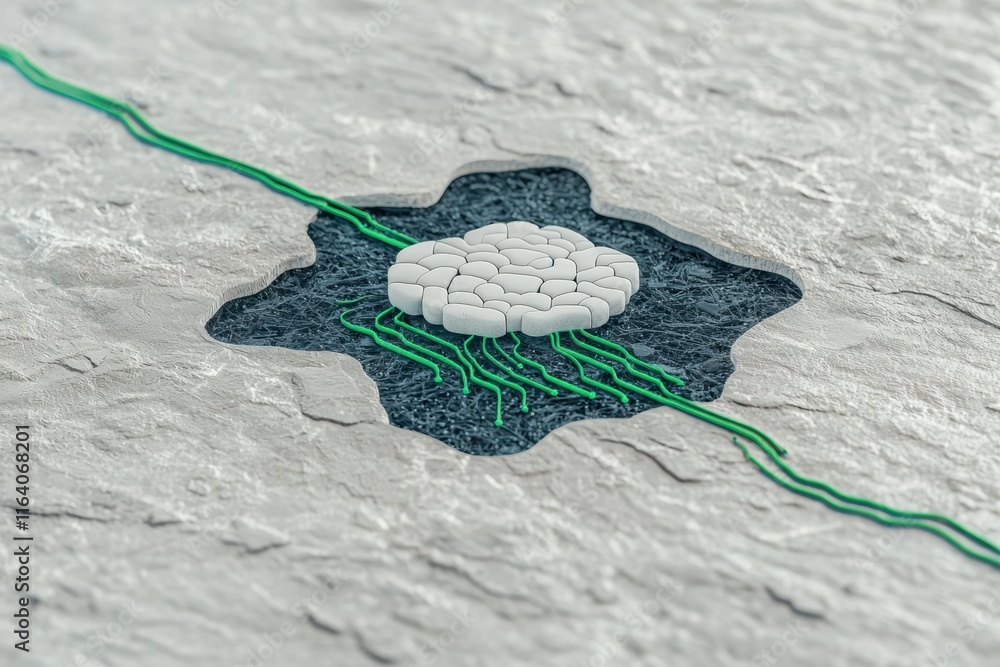 Poster abstract representation of cell structure with complex organic network
